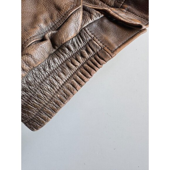 Vintage WILSONS Adventure Bound Brown Leather Aviator Bomber Jacket, Size L - Picture 11 of 16